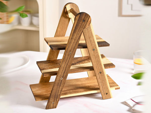 3 Tier Acacia Wood Serving Platter Stand
